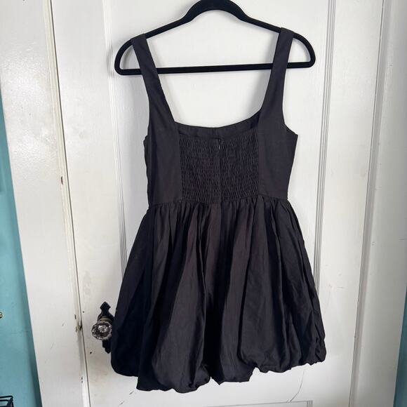 Hello Molly Volume Please Mini Dress Linen Blend Black Bubble Skirt Size 8 Eight - Picture 10 of 15